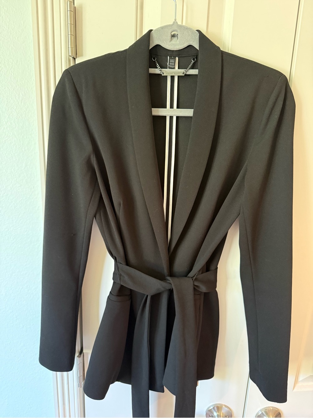 White House Black Market Black Shawl-Collar Belted Blazer
